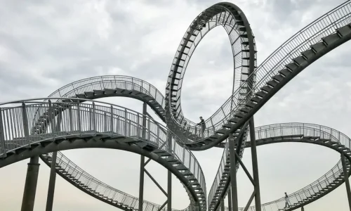 The Tiger & Turtle is a 21-meter-tall walkable sculpture in the shape of a roller coaster